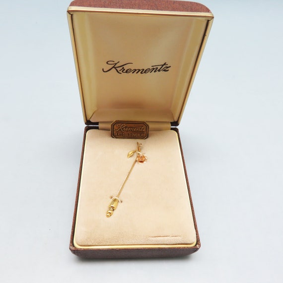 Krementz Rose and Yellow Gold Overlay Rose Stick … - image 1