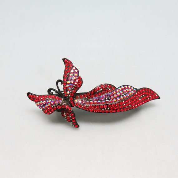 Iridescent red rhinestone metal hair clip Red Crystal Hair Clip - Etsy main image 2