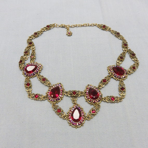 Incredible Red Rhinestone Renaissance Look Vintag… - image 1