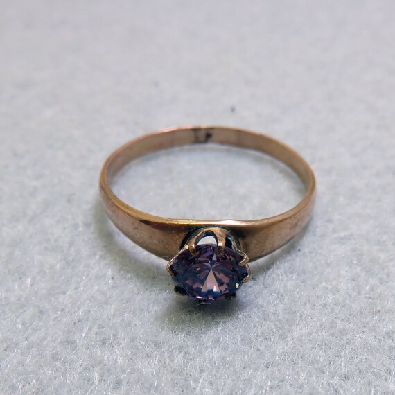 Gold Plated  Purple Cubic Zirconia Ring,  Size 10… - image 5