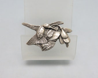 Vintage Pewter Hummingbird Pin, 1995 Birds in Bloom Premiere Edition