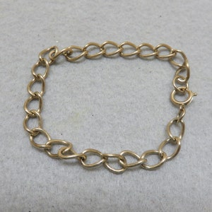 8 1/4  Inch Vintage Goldtone Link Bracelet, 1960s Gold Charm Bracelet