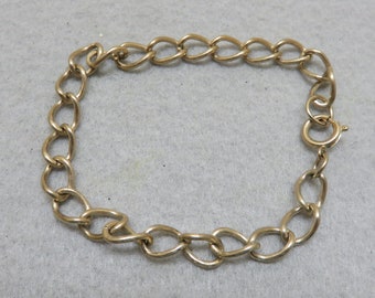 8 1/4  Inch Vintage Goldtone Link Bracelet, 1960s Gold Charm Bracelet