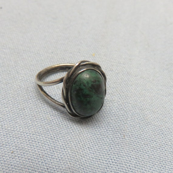 Vintage African Jade  Sterling Ring,   Size 4.50 - image 6