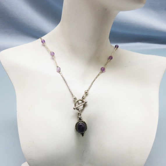 Sterling Silver Amethyst Pendant Necklace, 18 inc… - image 4