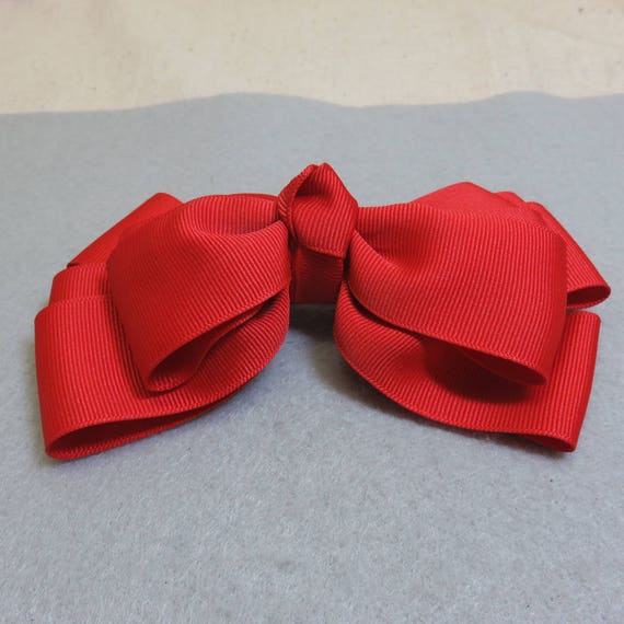 Red Grosgrain Hair Bow, Vintage, Mint, 6 Inches W… - image 2