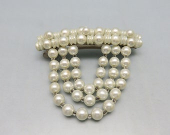 Oodles of Faux Pearl Hair Barrette, Vintage, Lovely Draped Look