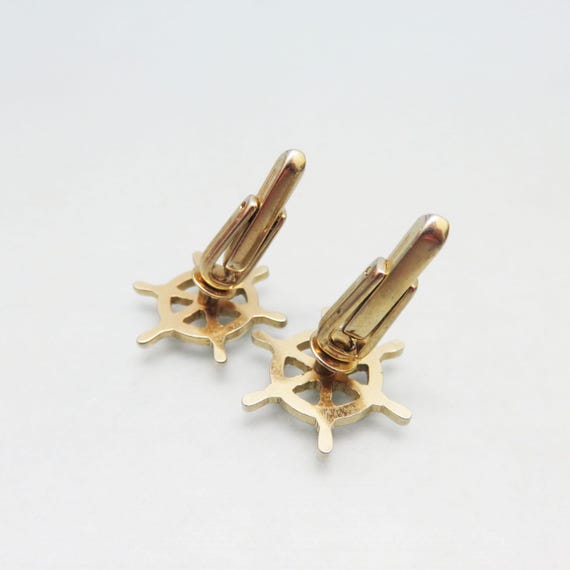 Golden Metal Ship's Wheel Vintage Hickok Cufflinks * - Etsy