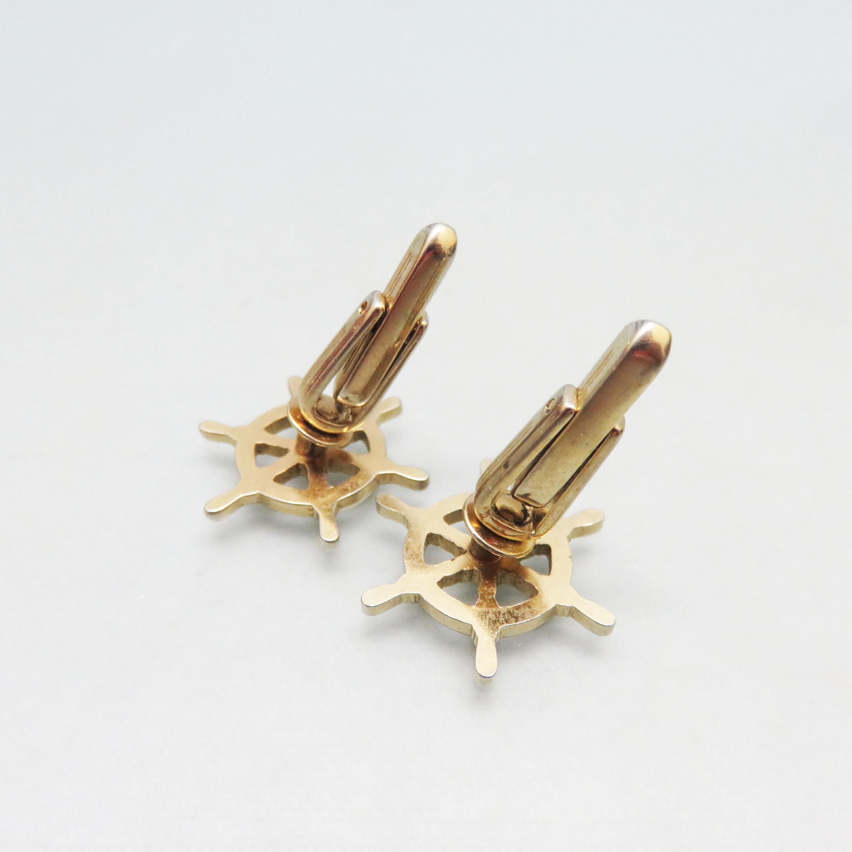 Golden Metal Ship's Wheel Vintage Hickok Cufflinks * - Etsy