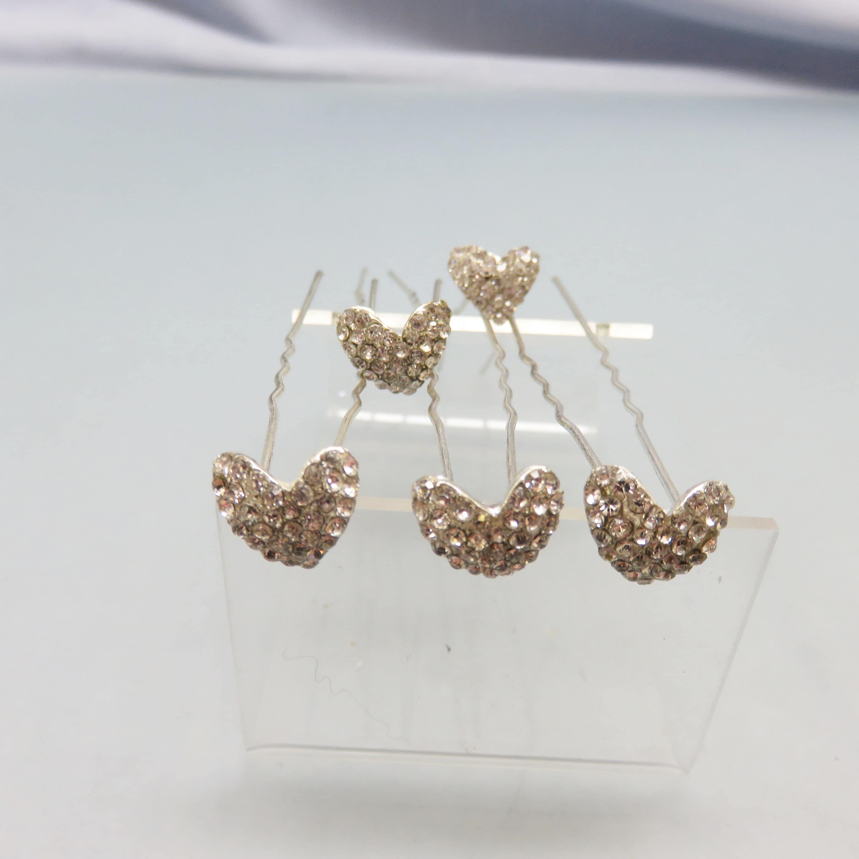 Rhinestone Heart Hair Pins