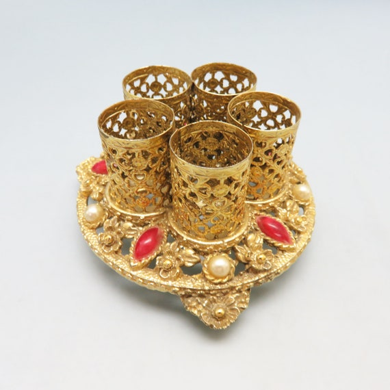 Ormolu Florentine 5 Section Lipstick Holder, 1960… - image 1