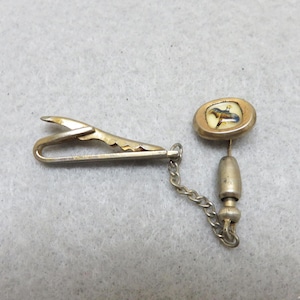 Vintage Glass Bubble Pheasant Tie Clasp and Stick Pin, Cravat or Ascot Tie Clip
