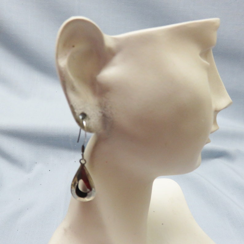 Vintage Pierced Earrings Sterling Teardrop Loop Design