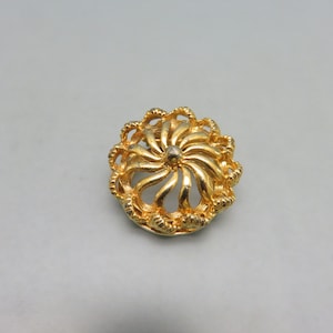Vintage 1980s Hinged Golden Spiral Scarf Clip, Pinwheel Design
