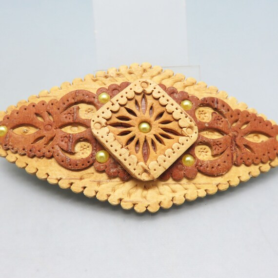 Stamped Leather Hair Barrette -Zodiac Symbols All main image 1