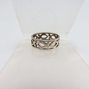 Ichthys, Christian Fish Symbol Sterling Silver Ring, Cut Out Fish Ring, Size 7.50*