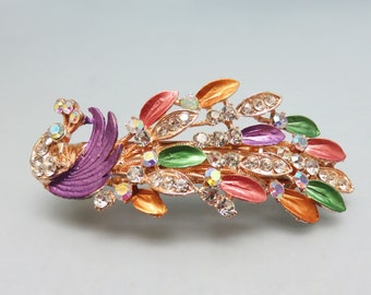 Vintage Deadstock Jeweled Gold Metal Green Aurora Borealis  display picture 1