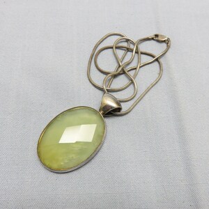 Pale Green Quartz  in Sterling Silver Pendant, 20 Inch Sterling Chain