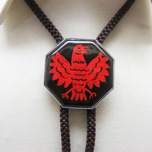 Vintage Firebird Eagle Bolo Tie: Enameled Metal Slide
