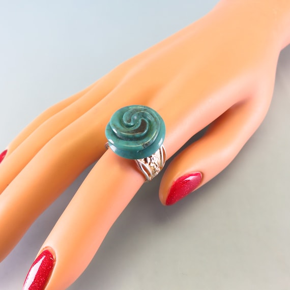 Sterling Silver Turquoise Rose Ring,   Size 6, Vi… - image 4