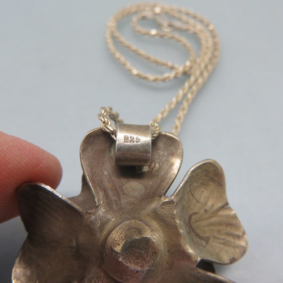 Sterling Silver Realistic Flower  Pendant,  16 In… - image 4