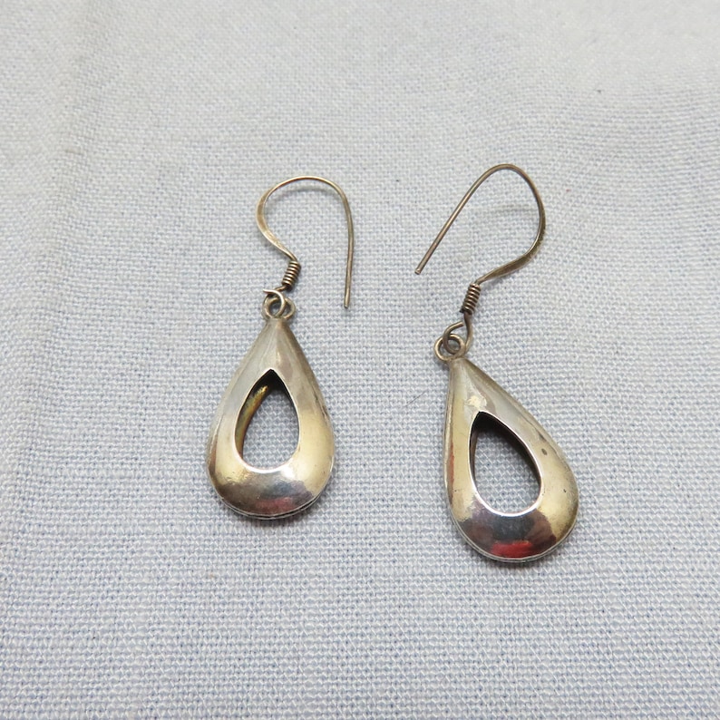 Vintage Pierced Earrings Sterling Teardrop Loop Design