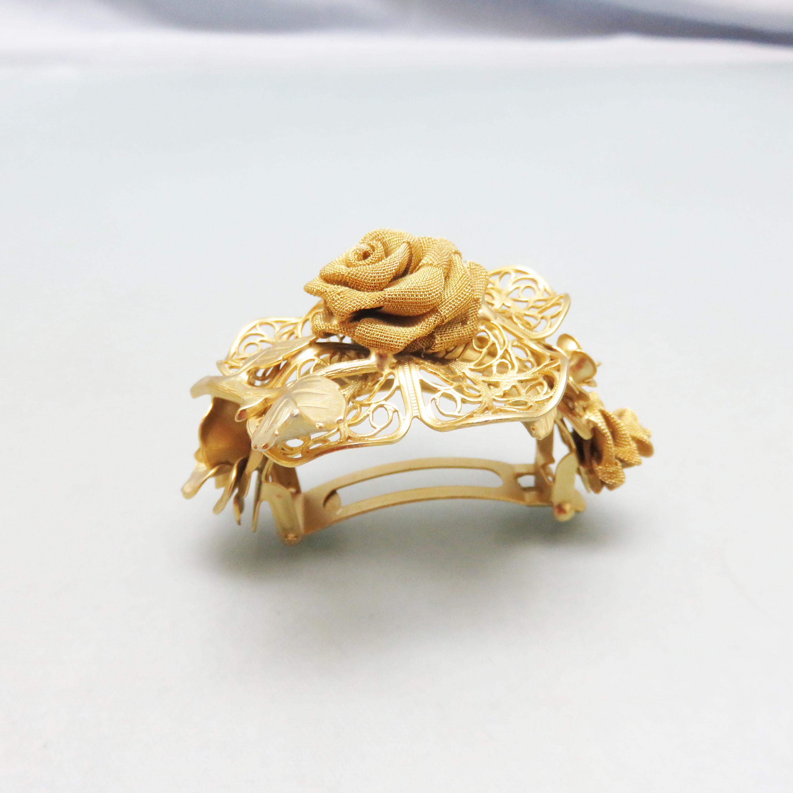 Vintage Kirk’s Folly Gold Tone Cameo Hair Barrette Kirks Folly Gold Tone Angel Cherub Ornate Rhinestone  main image 3