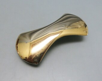 Gold Metal Hair Barrette, Modern Bow Shape, 1990s