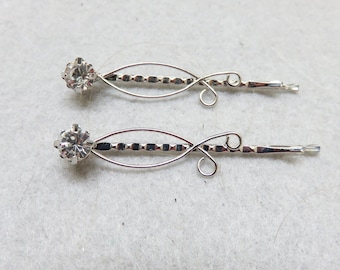 Pair of Vintage Style Rhinestone Bobby or Hair Pins