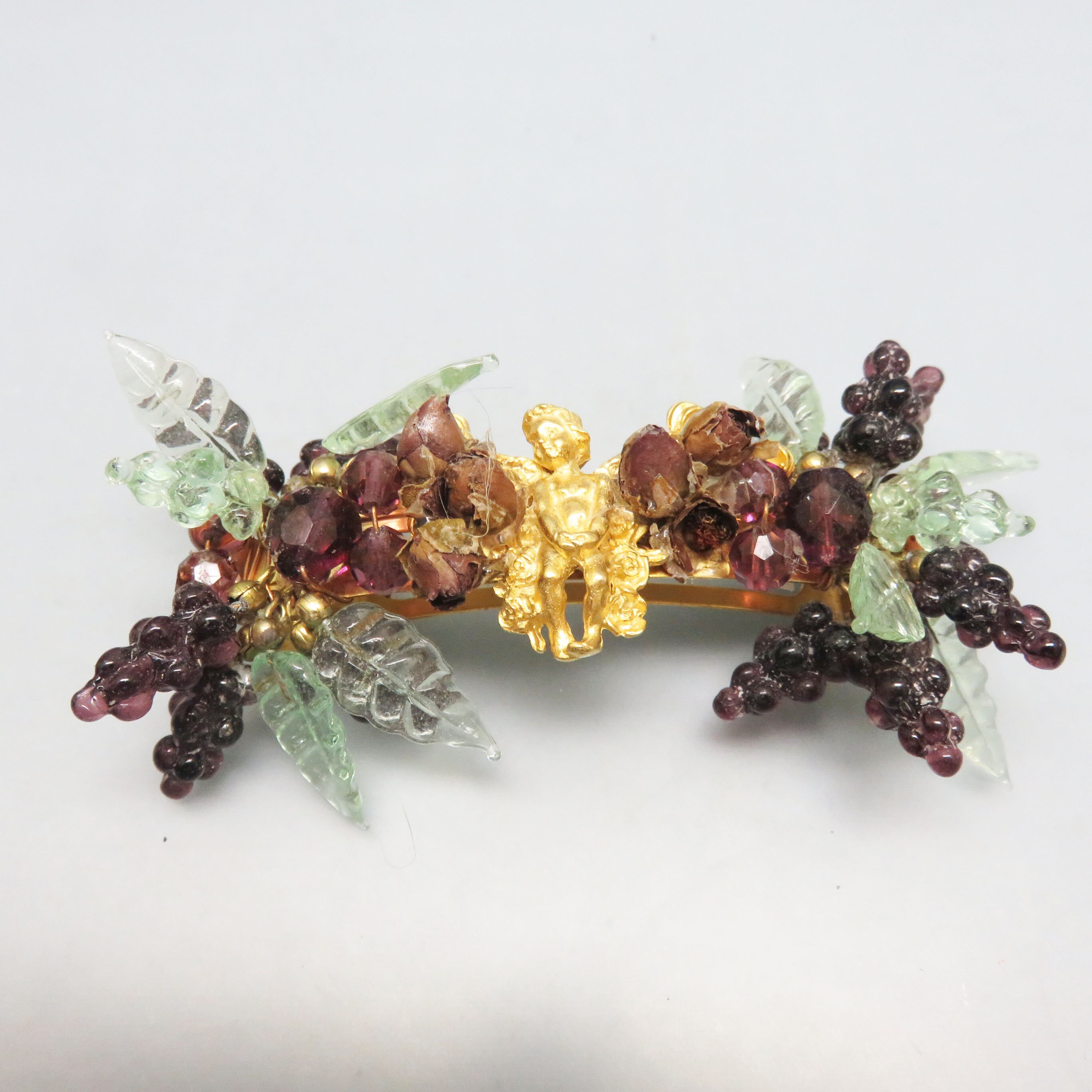 [Kirks Folly] Vintage Cherub Hair Barrette Vintage Kirks Folly Cherubs Goldtone Hair Clip or Barrette  main image 2