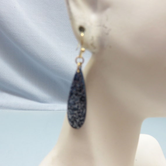 Vintage Glittered Black Droplet Pierced Earrings,… - image 3