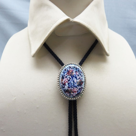 Colorful Modern Design  Bolo Tie, Blues and Maroo… - image 2