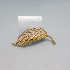 Rhinestone and Golden Leaf Vintage Hair Barrette