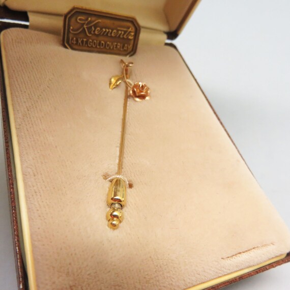 Krementz Rose and Yellow Gold Overlay Rose Stick … - image 2