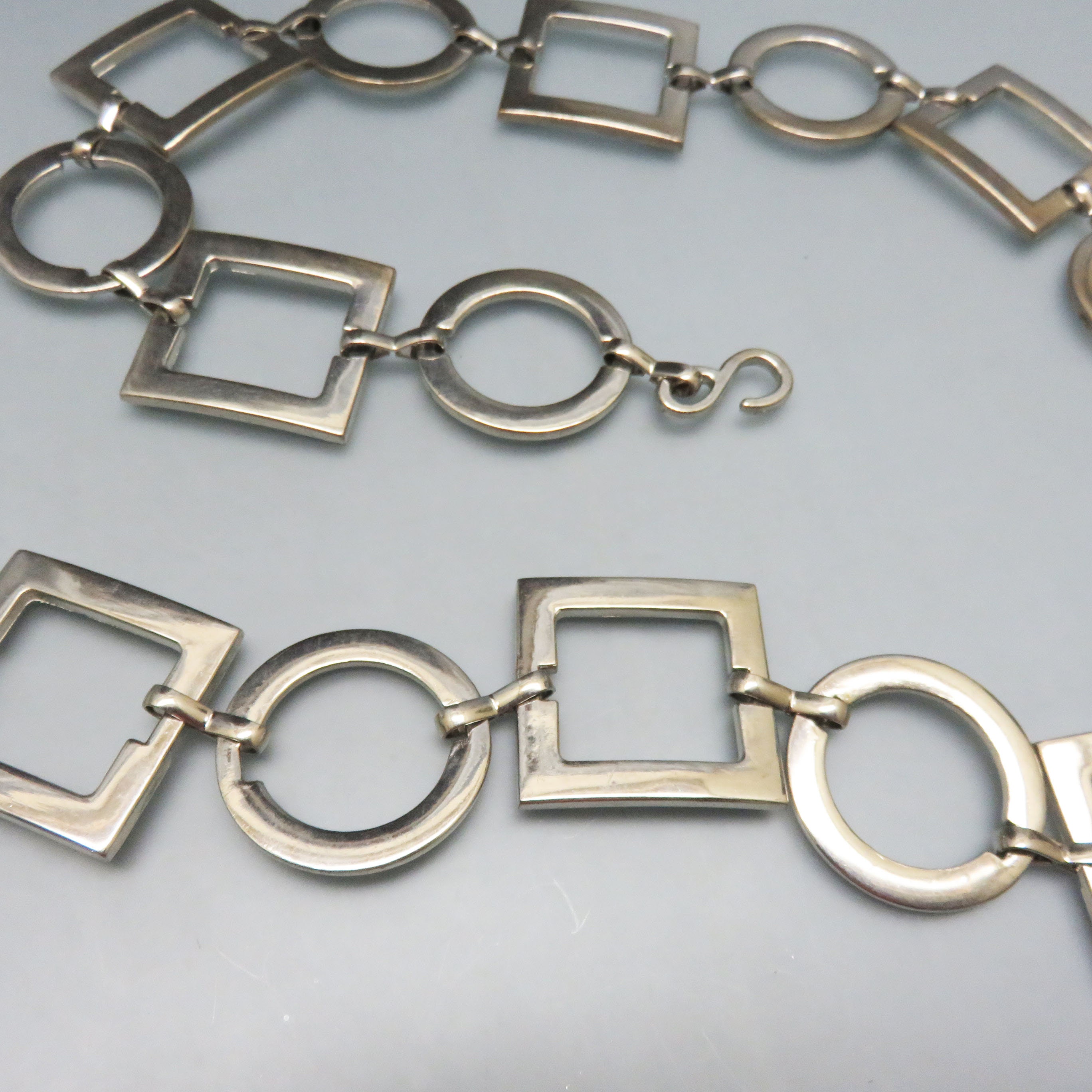 Vintage Silver Circle Belt Vintage 1980s Silver Ring And Square