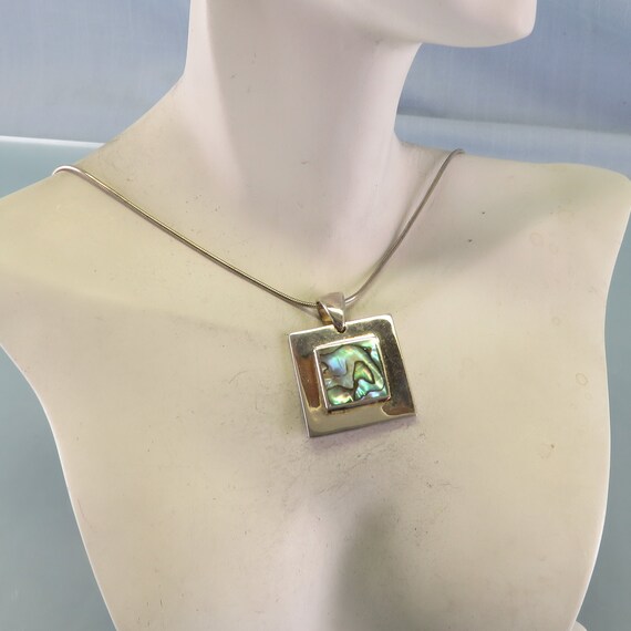 Modern Abalone Shell Pendant and Chain, MINT, Vin… - image 1