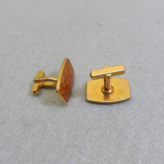 Victorian Style Guilloche  Enamel Cuff Links, MINT - image 3