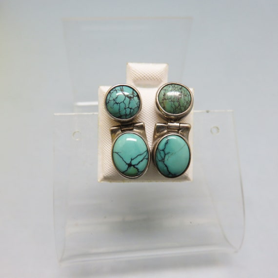 Sterling Silver and Turquoise Pierced Earrings, V… - image 1