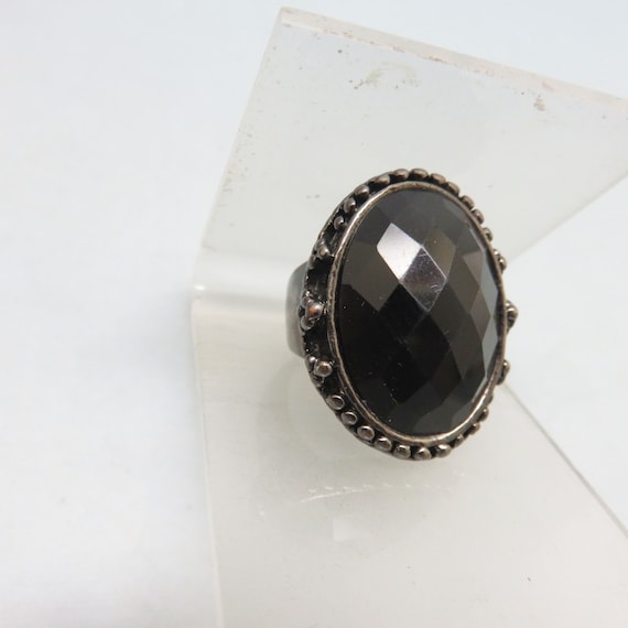 Victorian Style  Black Gem Mourning Ring. Size 6.5