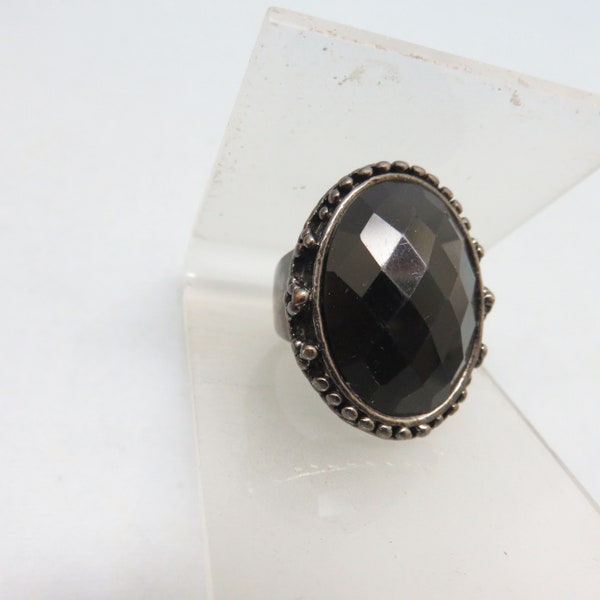 Victorian Style  Black Gem Mourning Ring. Size 6.50