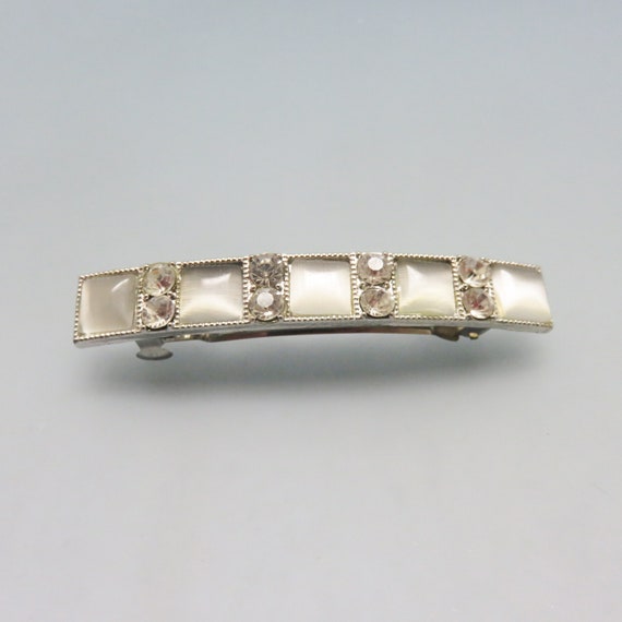 Moonstone and Clear Rhinestone Hair Barrette,  Dr… - image 3
