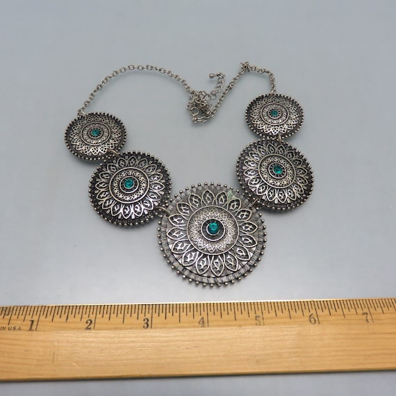 1990s Ethnic Style Silvertone  Necklace, Magnetic… - image 5