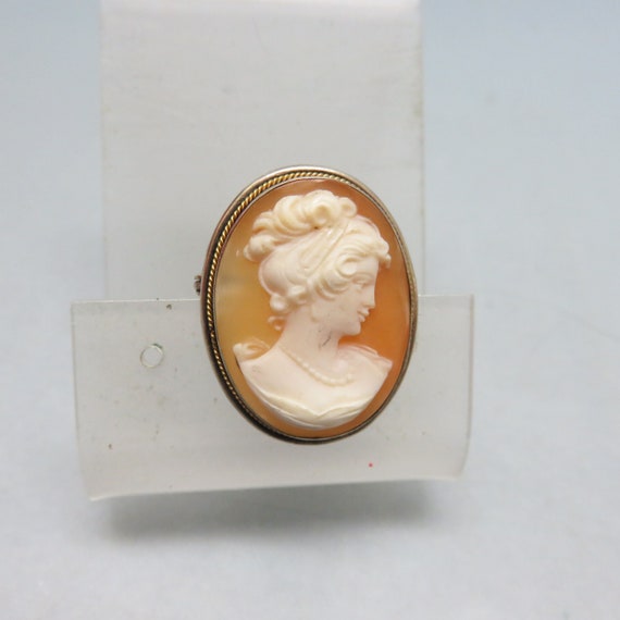 Brown and White Cameo Pin or Pendant,  Vintage Ca… - image 1