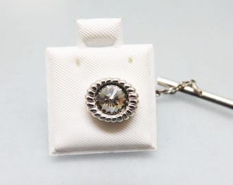 Vintage Swank Rhinestone Tie Tack: Silvertone, 1960s