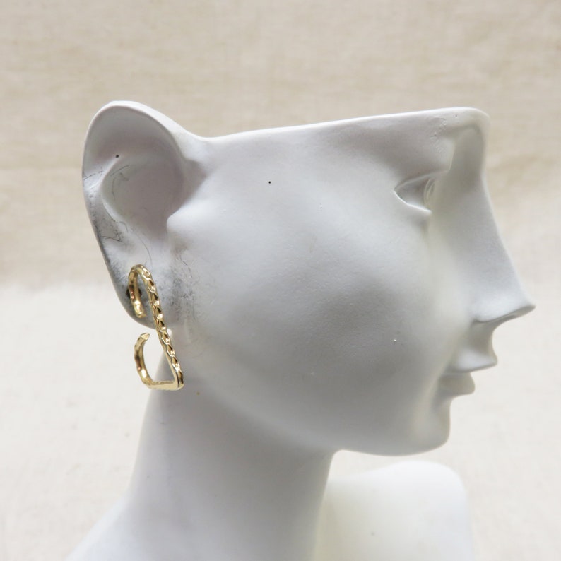 Vintage Open Heart Gold Plated Pierced Earrings