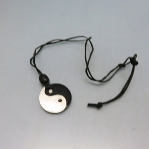 Vintage Mother of Pearl Ying Yang Necklace - 32&quot; Cord