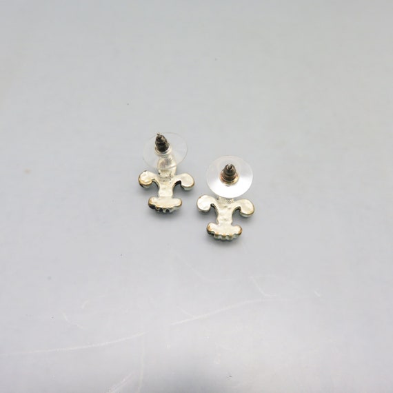 Petite Silver Fleur D' Lis Pierced Earrings, Vint… - image 4