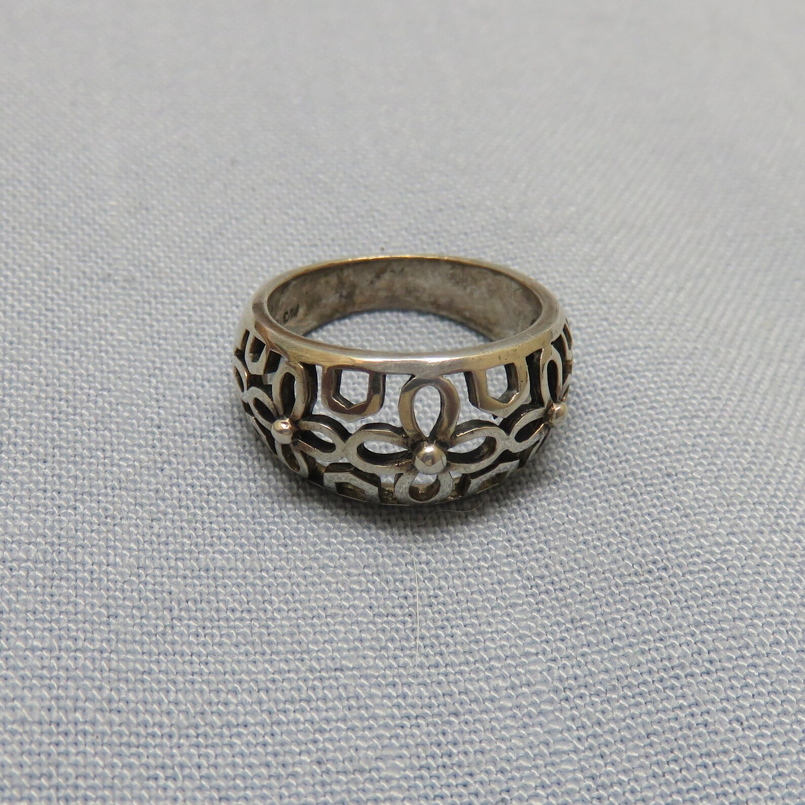 Pierced Flower Sterling Silver Ring Size 6.75 Etsy