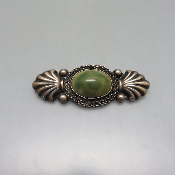 Mexican Sterling and Calcite Brooch, Victorian Sty