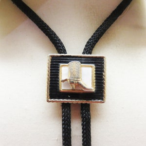 Vintage 1960&#39;s Cowboy Boots  Bolo Tie, 32 Inch Tie, Youth or Smaller Adult Bolo Tie